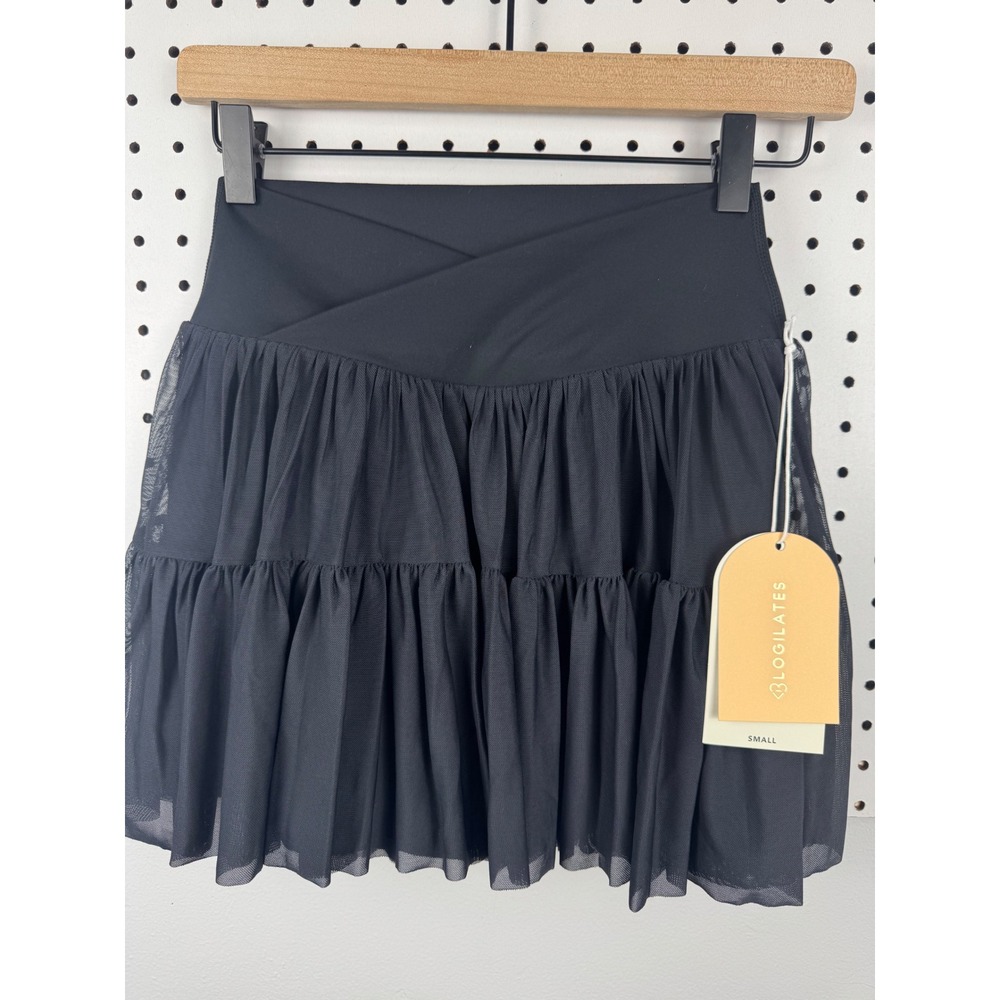 Blogilates Ballerina Skort Black Tiered Mesh Skirt Shorts Pockets Small F2035